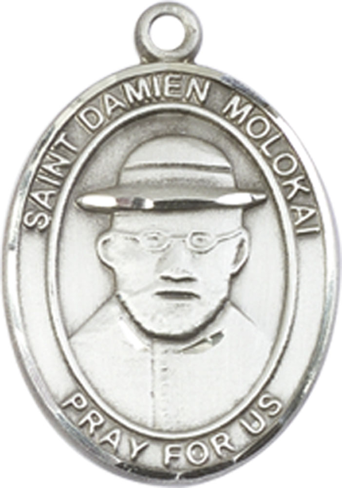 Sterling Silver Saint Damien of Molokai Medal