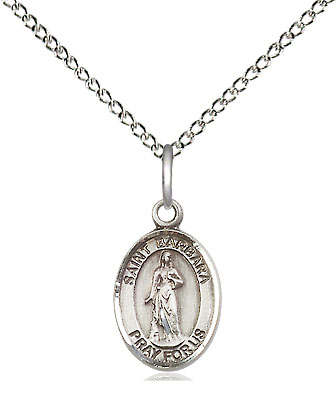 Sterling Silver Saint Barbara Pendant on a 18 inch Sterling Silver Light Curb chain