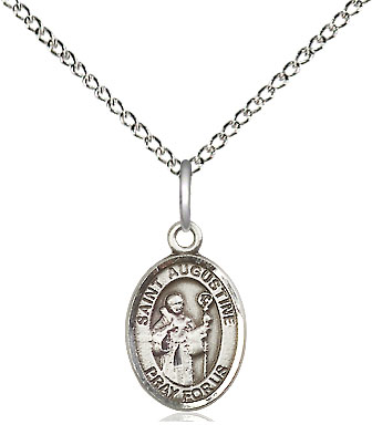 Sterling Silver Saint Augustine Pendant on a 18 inch Sterling Silver Light Curb chain