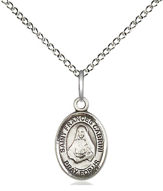 Sterling Silver Saint Frances Cabrini Pendant on a 18 inch Sterling Silver Light Curb chain