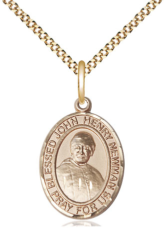 14kt Gold Filled Blessed John Henry Newman Pendant on a 18 inch Gold Plate Light Curb chain