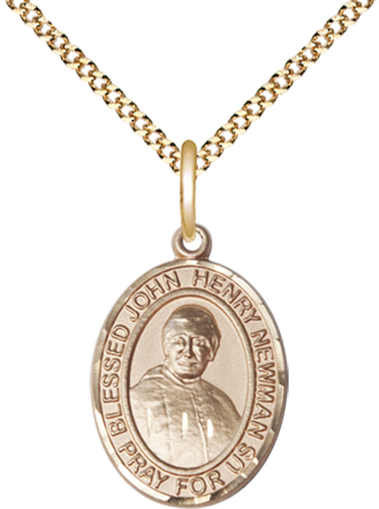 14kt Gold Filled Blessed John Henry Newman Pendant on a 18 inch Gold Plate Light Curb chain