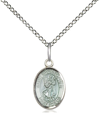 Sterling Silver Saint Christopher Pendant on a 18 inch Sterling Silver Light Curb chain