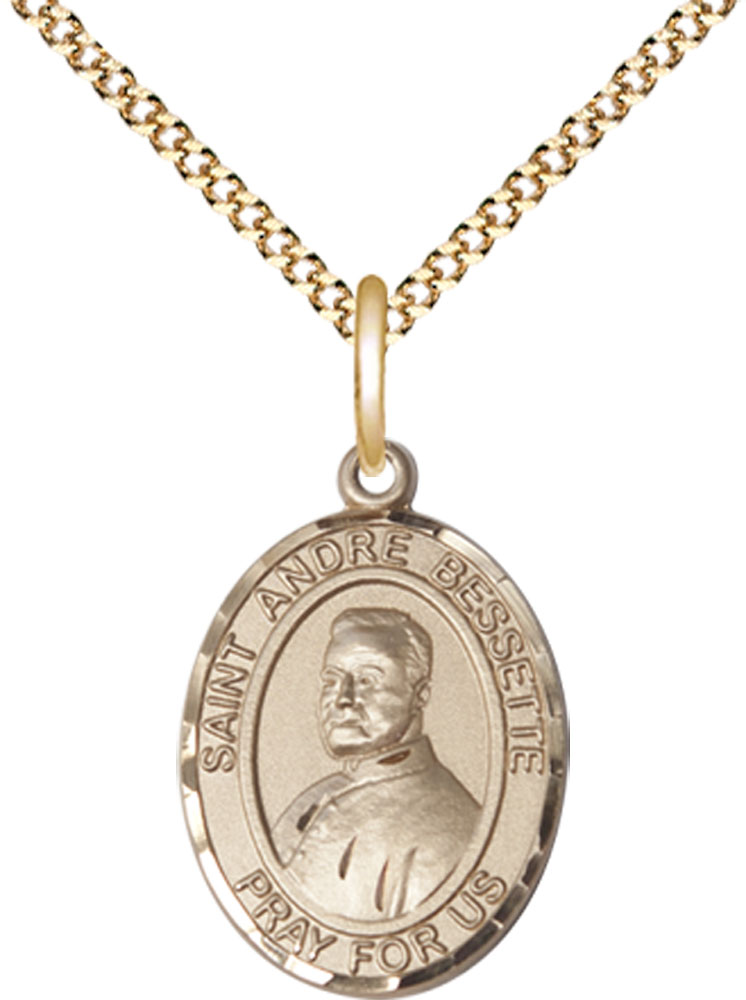 14kt Gold Filled Saint Andre Bessette Pendant on a 18 inch Gold Plate Light Curb chain
