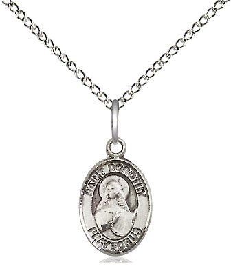 Sterling Silver Saint Dorothy Pendant on a 18 inch Sterling Silver Light Curb chain