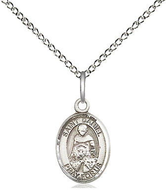 Sterling Silver Saint Daniel Pendant on a 18 inch Sterling Silver Light Curb chain