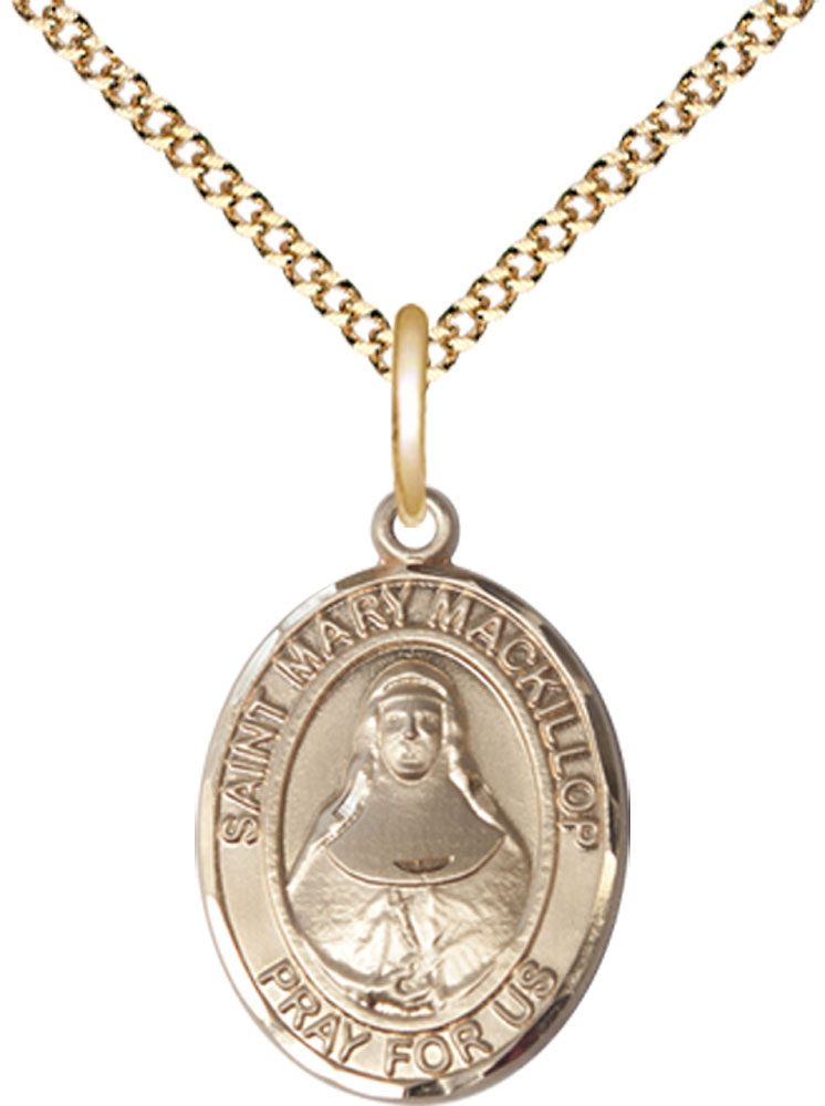 14kt Gold Filled Saint Mary Mackillop Pendant on a 18 inch Gold Plate Light Curb chain