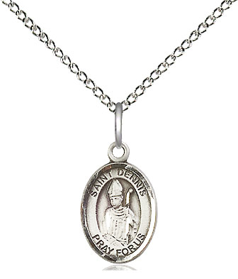 Sterling Silver Saint Dennis Pendant on a 18 inch Sterling Silver Light Curb chain