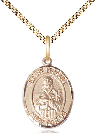 14kt Gold Filled Saint Fidelis Pendant on a 18 inch Gold Plate Light Curb chain