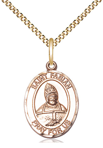 14kt Gold Filled Saint Fabian Pendant on a 18 inch Gold Plate Light Curb chain