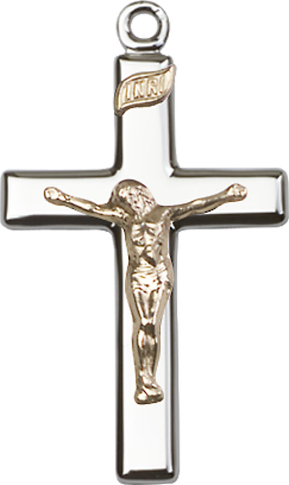 Two-Tone GF/SS Crucifix Medal