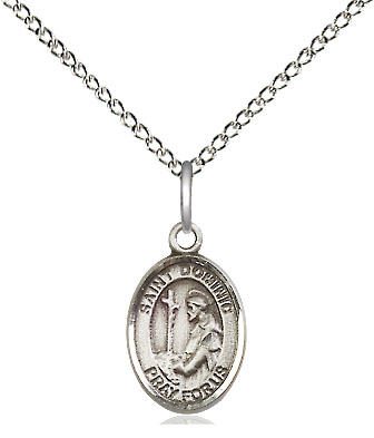 Sterling Silver Saint Dominic de Guzman Pendant on a 18 inch Sterling Silver Light Curb chain