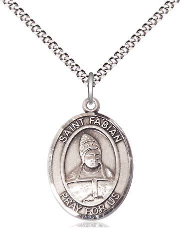 Sterling Silver Saint Fabian Pendant on a 18 inch Light Rhodium Light Curb chain