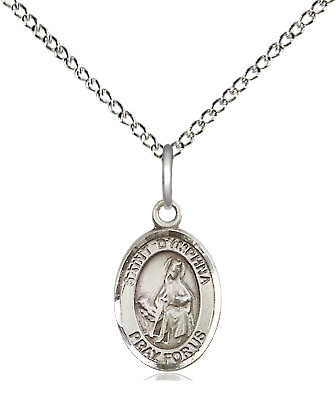 Sterling Silver Saint Dymphna Pendant on a 18 inch Sterling Silver Light Curb chain