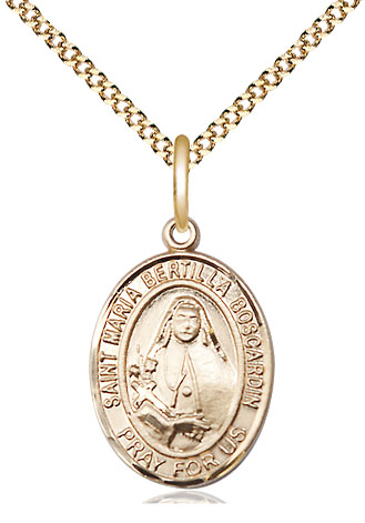 14kt Gold Filled Saint Maria Bertilla Boscardin Pendant on a 18 inch Gold Plate Light Curb chain