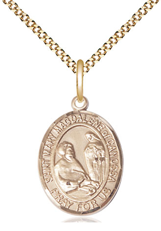14kt Gold Filled Saint Mary Magdalene of Canossa Pendant on a 18 inch Gold Plate Light Curb chain