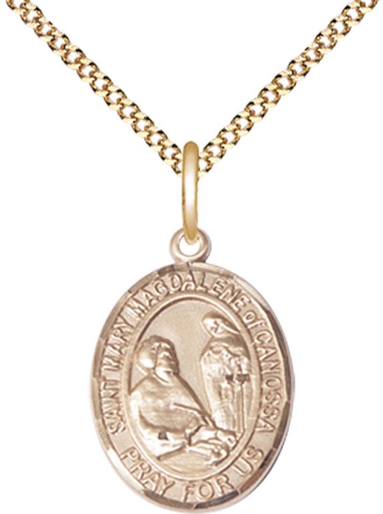 14kt Gold Filled Saint Mary Magdalene of Canossa Pendant on a 18 inch Gold Plate Light Curb chain