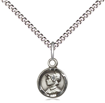 Sterling Silver Saint Elizabeth Ann Seton Pendant on a 18 inch Light Rhodium Light Curb chain