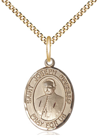 14kt Gold Filled Saint Joseph Marello Pendant on a 18 inch Gold Plate Light Curb chain