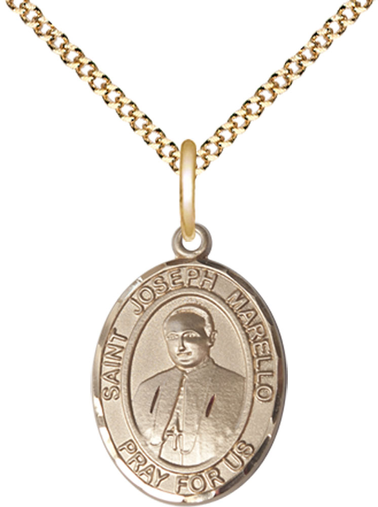 14kt Gold Filled Saint Joseph Marello Pendant on a 18 inch Gold Plate Light Curb chain