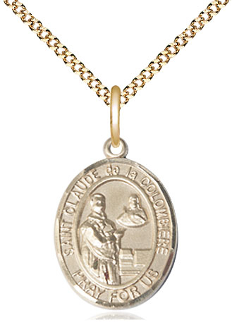 14kt Gold Filled Saint Claude de la Colombiere Pendant on a 18 inch Gold Plate Light Curb chain