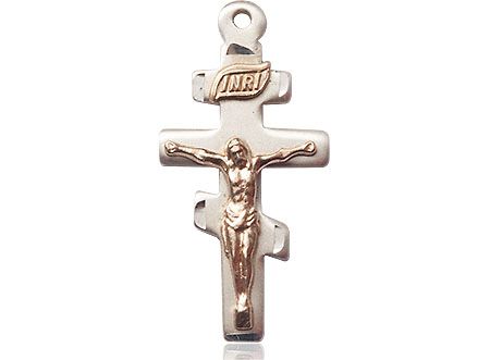 Two-Tone GF/SS Greek Crucifix Medal