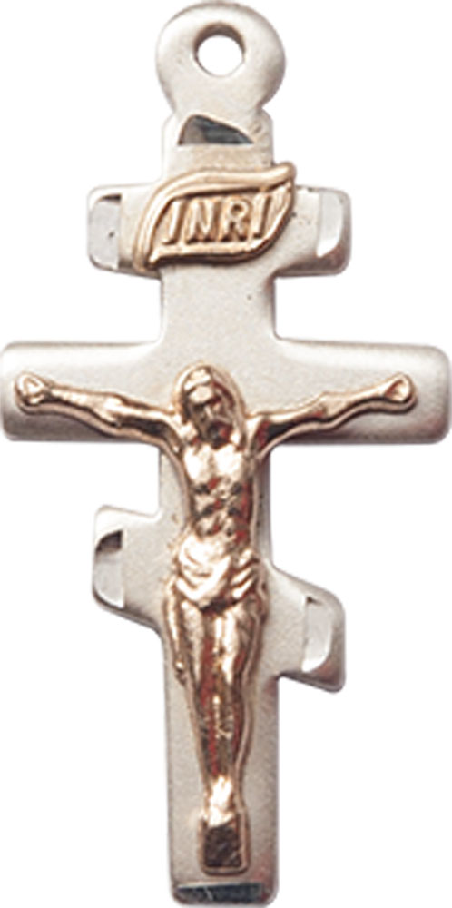 Two-Tone GF/SS Greek Crucifix Medal