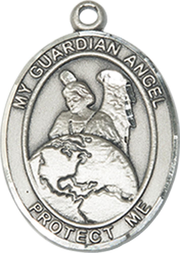 Sterling Silver Guardian Angel Protector Medal