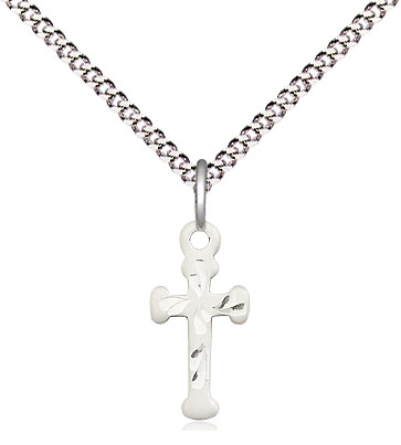 Sterling Silver Cross Pendant on a 18 inch Light Rhodium Light Curb chain