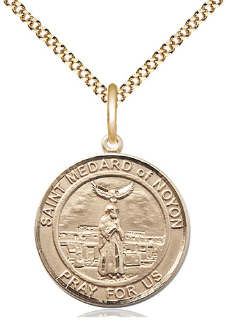 14kt Gold Filled Saint Medard of Noyon Pendant on a 18 inch Gold Plate Light Curb chain