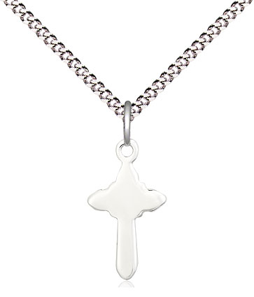 Sterling Silver Cross Pendant on a 18 inch Light Rhodium Light Curb chain