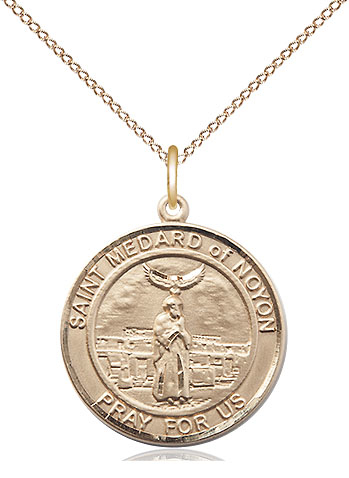 14kt Gold Filled Saint Medard of Noyon Pendant on a 18 inch Gold Filled Light Curb chain