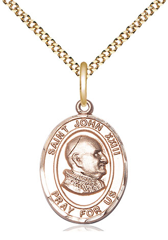 14kt Gold Filled Saint John XXIII Pendant on a 18 inch Gold Plate Light Curb chain