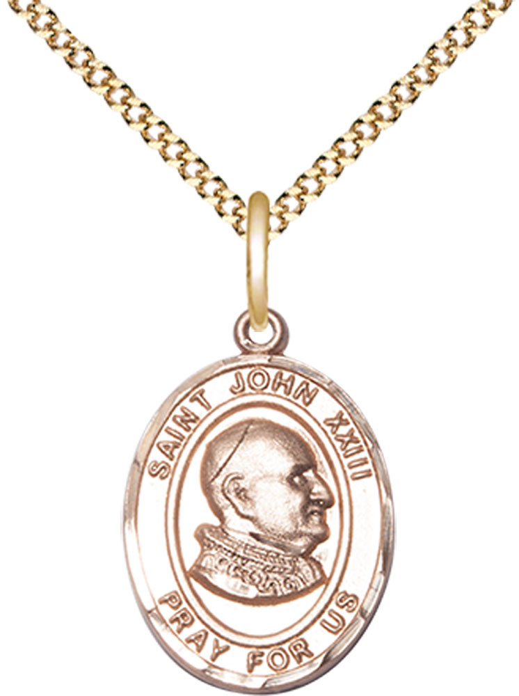 14kt Gold Filled Saint John XXIII Pendant on a 18 inch Gold Plate Light Curb chain