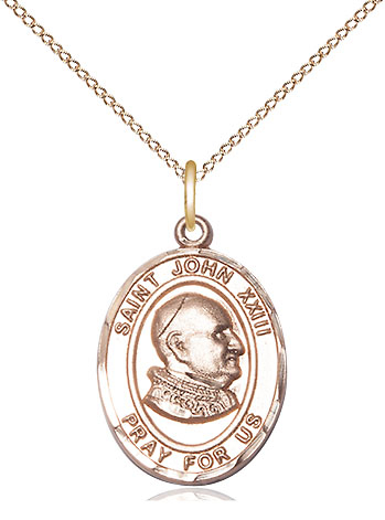 14kt Gold Filled Saint John XXIII Pendant on a 18 inch Gold Filled Light Curb chain