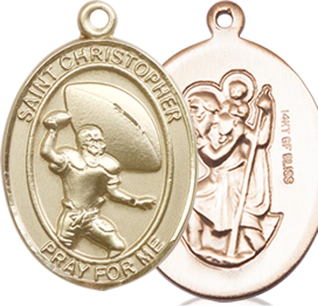 14kt Gold Filled Saint Christpher Football Medal
