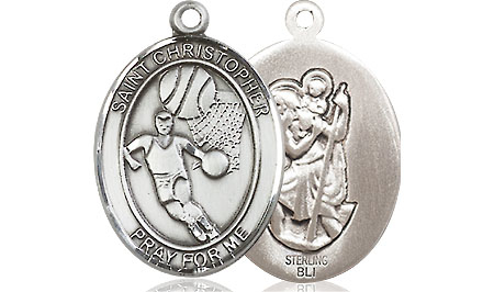 Sterling Silver Saint Christopher Basketball Medal