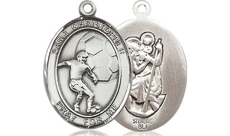 Sterling Silver Saint Christopher Soccer Medal