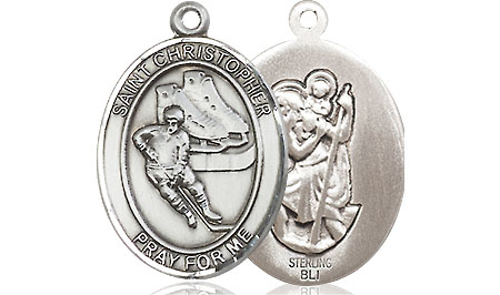 Sterling Silver Saint Christopher Hockey Medal