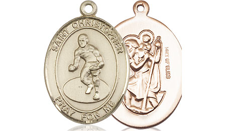 14kt Gold Filled Saint Christopher Wrestling Medal