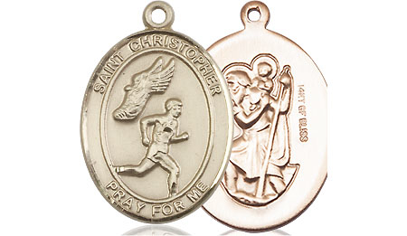 14kt Gold Filled Saint Christopher Track&amp;Field Medal