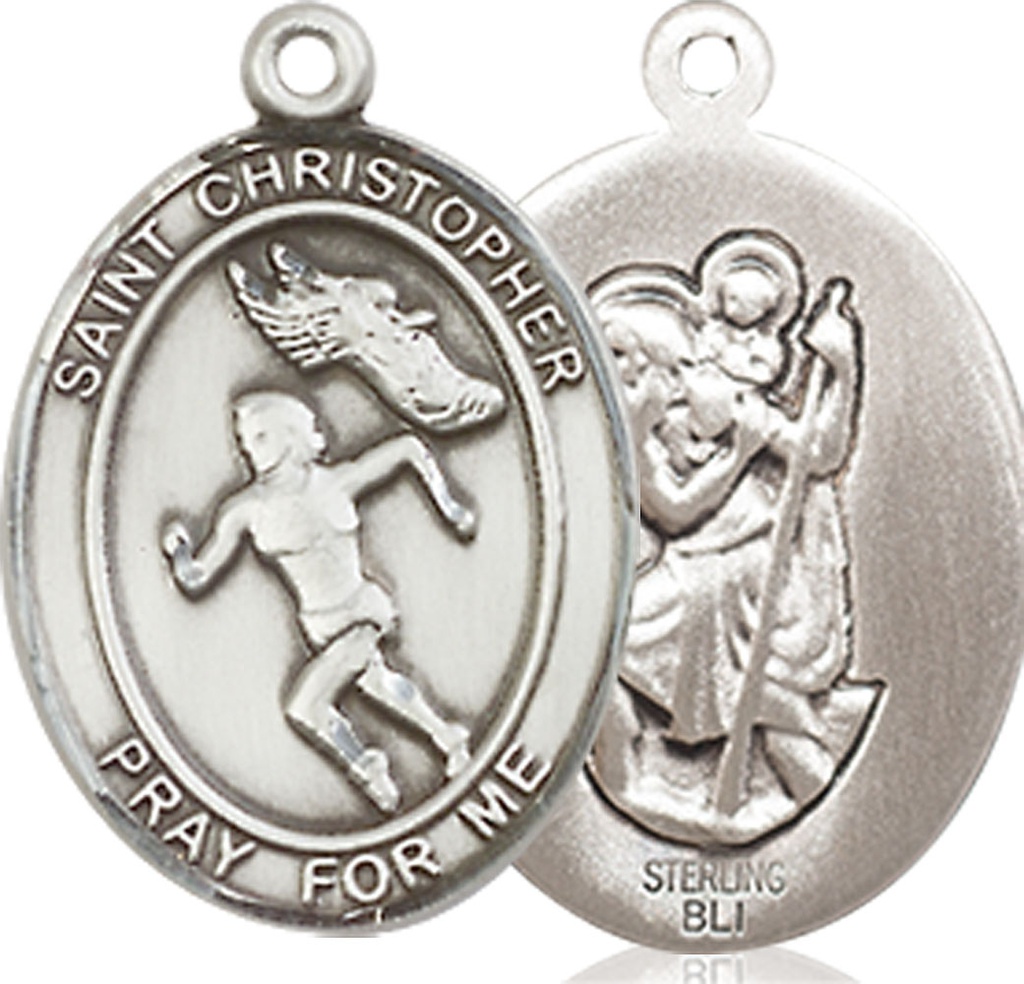 Sterling Silver Saint Christopher Track&amp;Field Medal