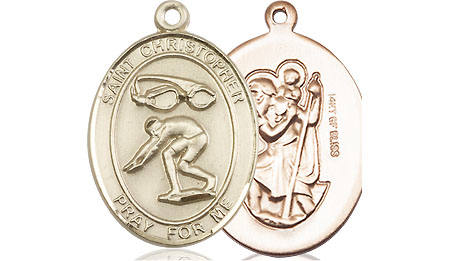 14kt Gold Filled Saint Christopher Swimming Medal