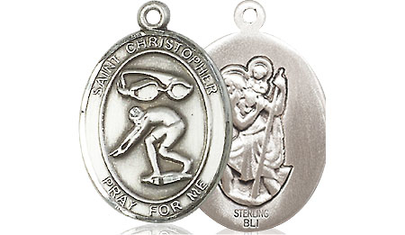 Sterling Silver Saint Christopher Swimming Medal