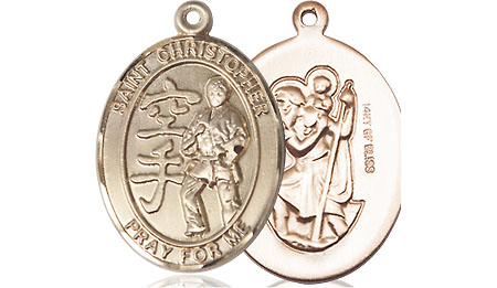 14kt Gold Filled Saint Christopher Karate Medal