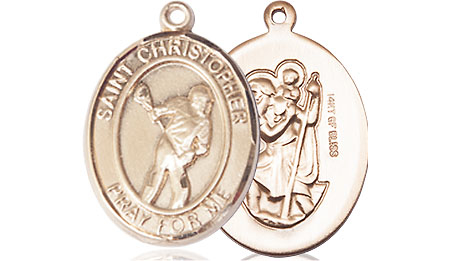 14kt Gold Filled Saint Christopher Lacrosse Medal