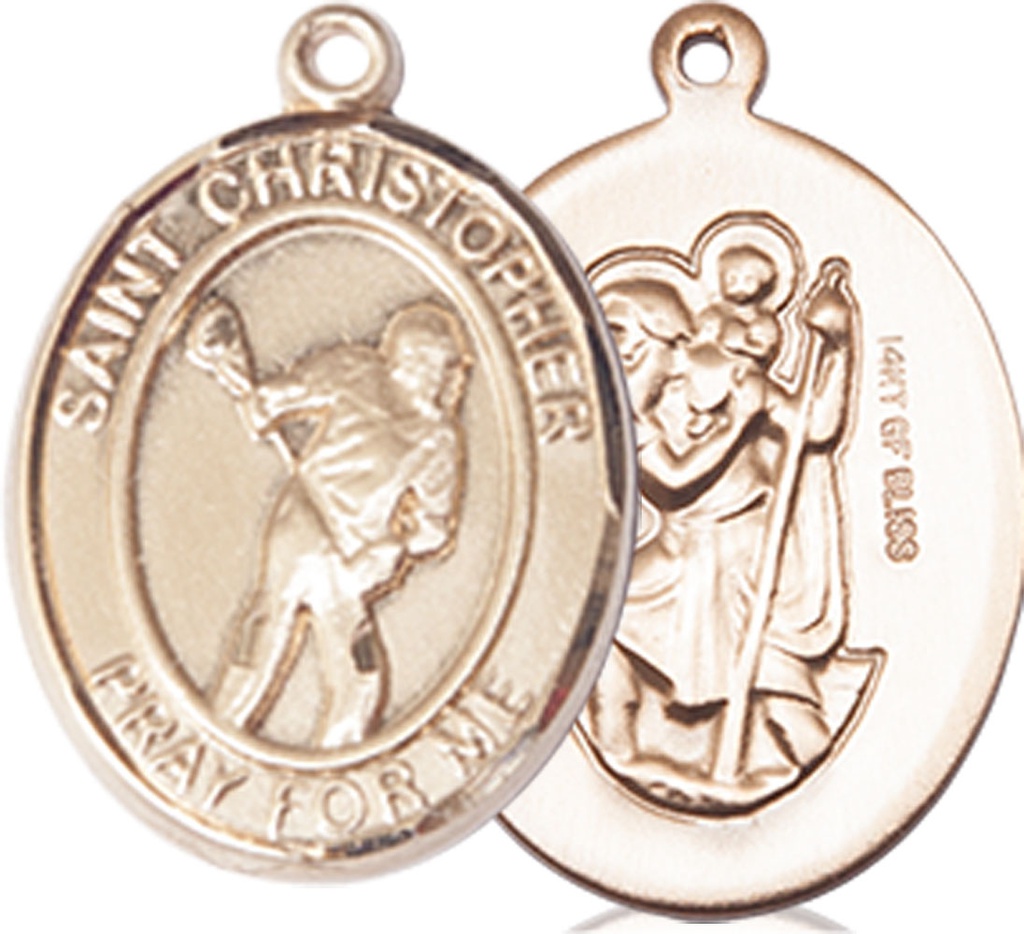 14kt Gold Filled Saint Christopher Lacrosse Medal