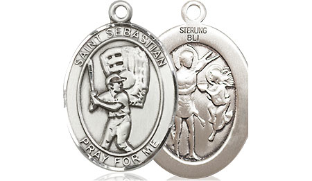 Sterling Silver Saint Sebastian Baseball Medal