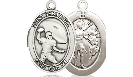 Sterling Silver Saint Sebastian Football Medal