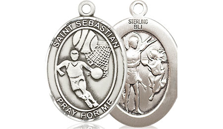 Sterling Silver Saint Sebastian Basketball Medal